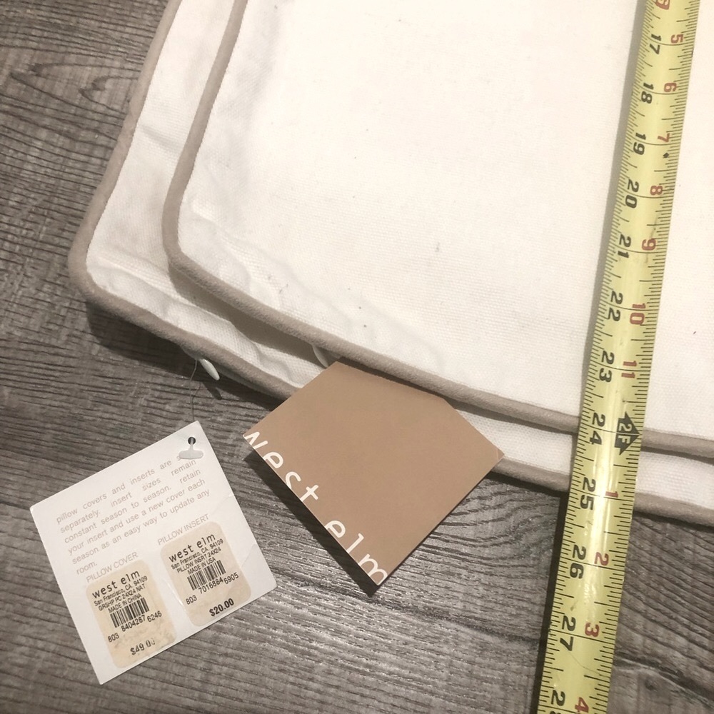 ✨RARE✨ West Elm 24” white pillow covers (2) - Picture 4 of 5